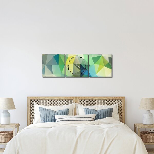 Obraz geometrické abstrakcie (s hodinami) (90x30 cm)