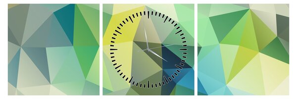 Obraz geometrické abstrakcie (s hodinami) (90x30 cm)