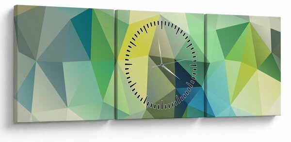 Obraz geometrické abstrakcie (s hodinami) (90x30 cm)