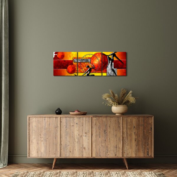 Obraz - Maľba ľudskosti (s hodinami) (90x30 cm)