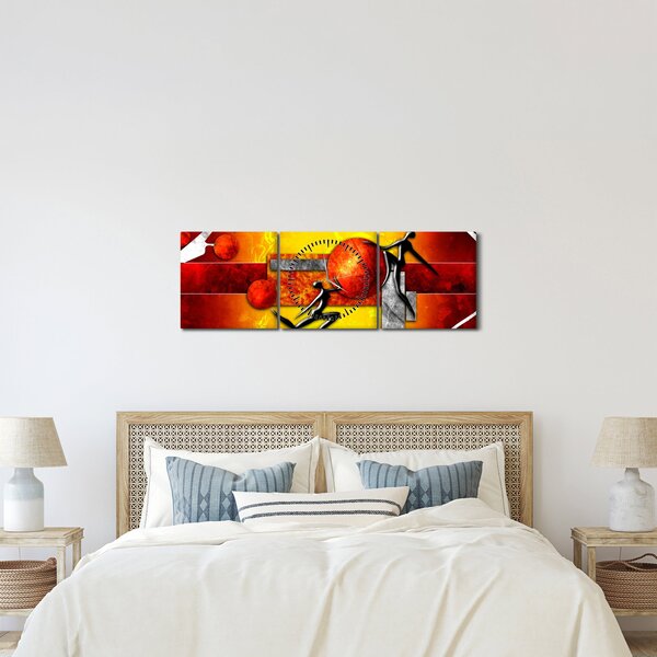 Obraz - Maľba ľudskosti (s hodinami) (90x30 cm)