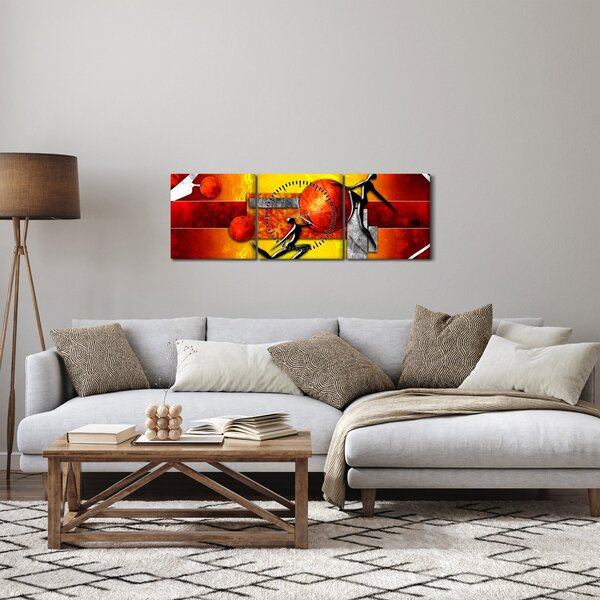 Obraz - Maľba ľudskosti (s hodinami) (90x30 cm)