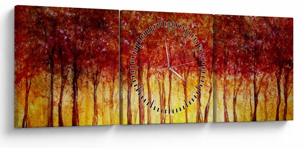 Obraz - Maľba listnatého lesa (s hodinami) (90x30 cm)