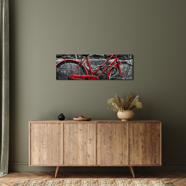 Obraz - Historický bicykel (s hodinami) (90x30 cm)
