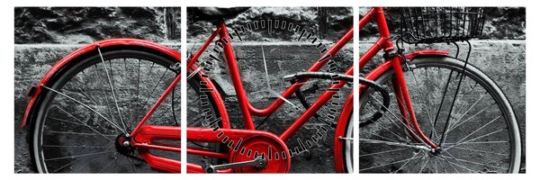 Obraz - Historický bicykel (s hodinami) (90x30 cm)