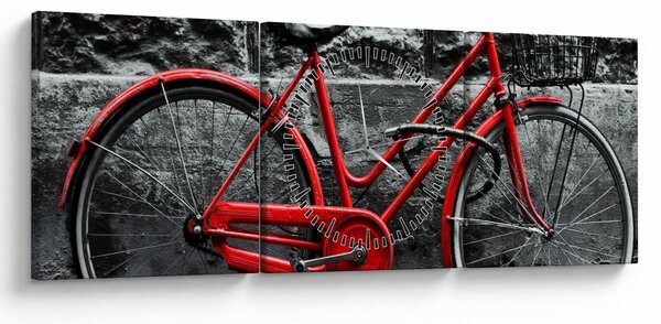 Obraz - Historický bicykel (s hodinami) (90x30 cm)