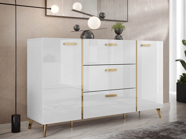Mirjan24 Komoda Rostiw 150 2D3SZ, Farby: kašmír / kašmír lesk + zlatá 5903211401657