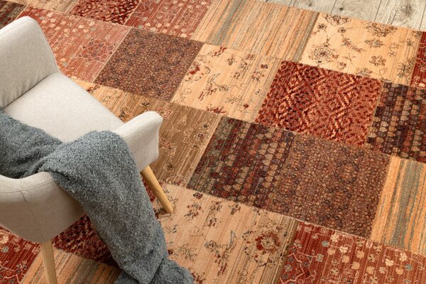 Koberec KASHQAI 4327 101 Patchwork terakota