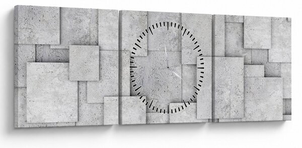 Obraz - Abstrakcia betónových kachličiek (s hodinami) (90x30 cm)