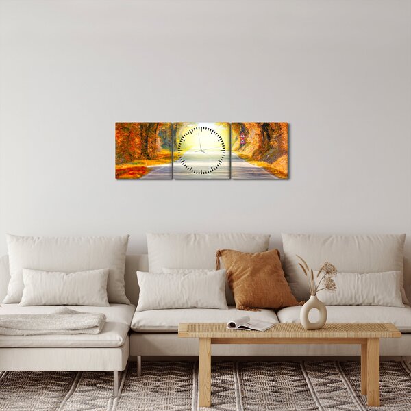 Obraz - Brána z korún stromov (s hodinami) (90x30 cm)