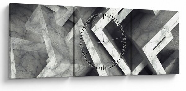 Abstraktný obraz kociek (s hodinami) (90x30 cm)