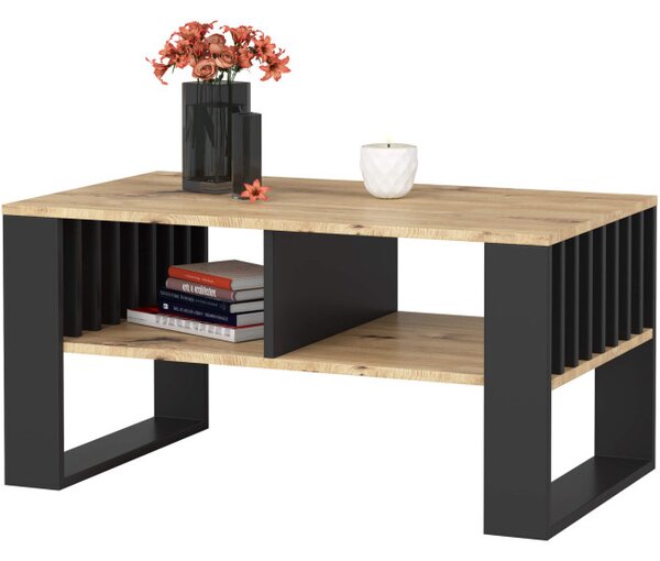 Konferenčný stolík ROCKFORD dub artisan / čierny