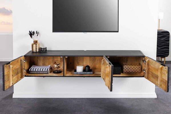 Dizajnový závesný TV stolík Gavrilla 160 cm čierne mango