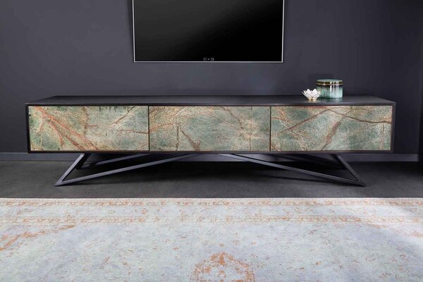 Dizajnový TV stolík Quillon 200 cm prírodný kameň
