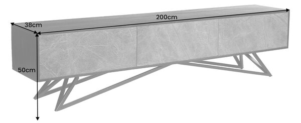 Dizajnový TV stolík Quillon 200 cm prírodný kameň