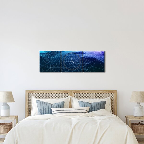 Obraz - Hory v počítačovom modeli (s hodinami) (90x30 cm)