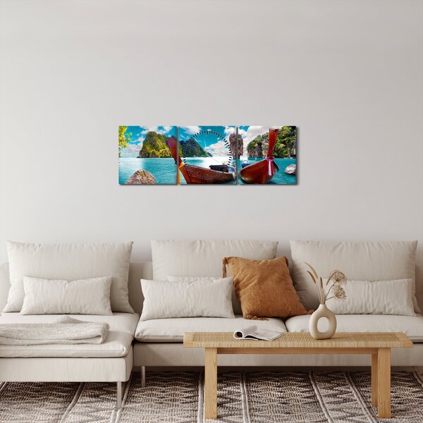 Obraz - Raj na zemi (s hodinami) (90x30 cm)