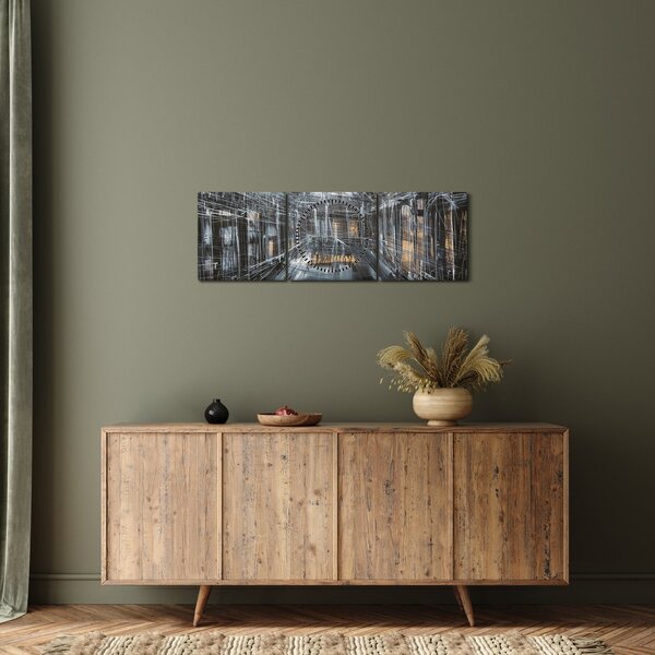 Obraz interiéru starej budovy (s hodinami) (90x30 cm)