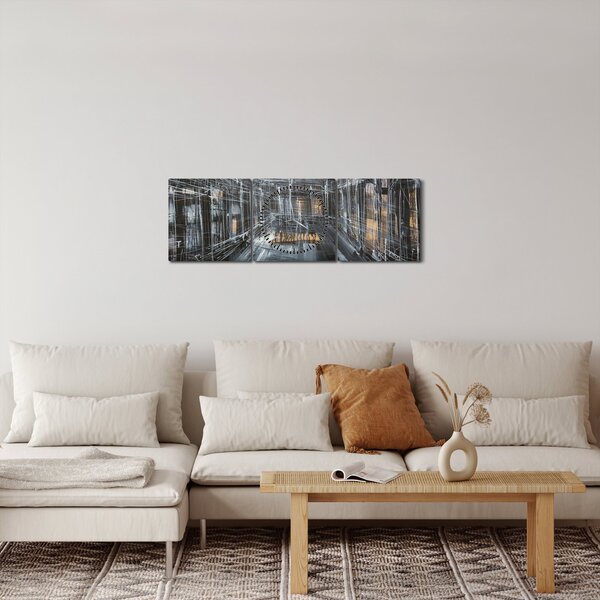 Obraz interiéru starej budovy (s hodinami) (90x30 cm)