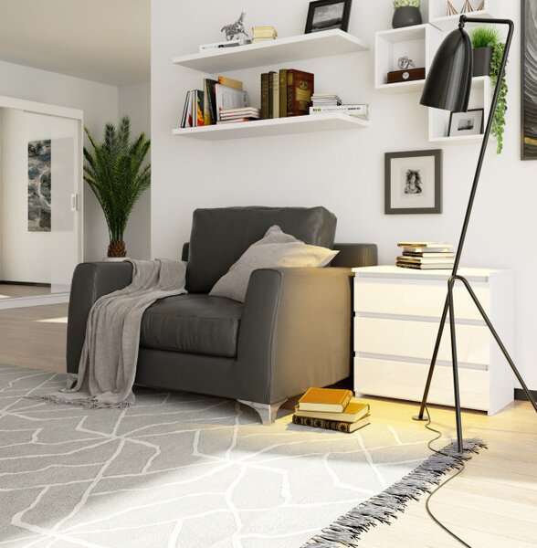 Nočný stolík CL3 60 cm biely / biely, lesk