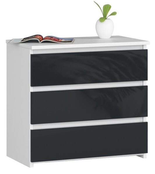 Nočný stolík CL3 60 cm biely / grafitový, lesk
