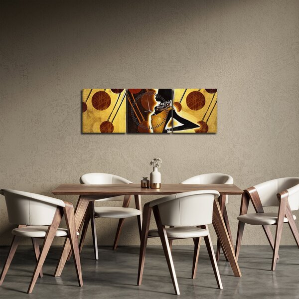 Obraz umelecké pradávnej maľby (s hodinami) (90x30 cm)