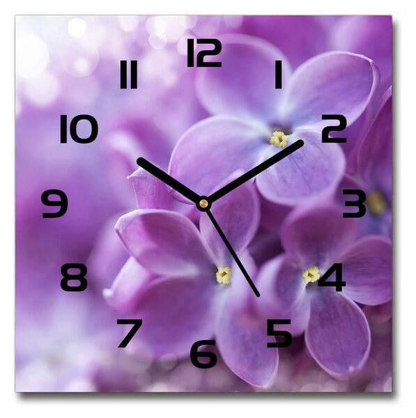 Sklenené hodiny štvorec Kvety bzu pl_zsk_30x30_f_64853789