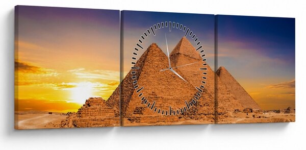 Obraz - Egyptské pyramídy (s hodinami) (90x30 cm)