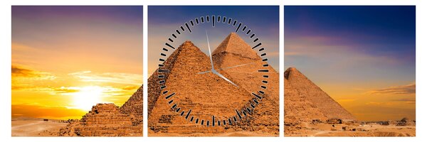 Obraz - Egyptské pyramídy (s hodinami) (90x30 cm)