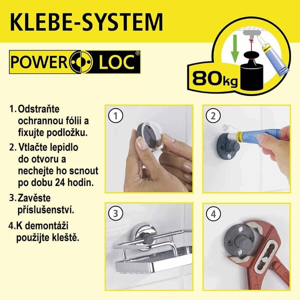 WENKO Nástenná polička bez vrátnika PowerLoc BRALIA biela 9x30x12 cm