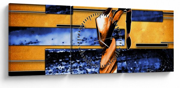 Obraz abstraktné maľby (s hodinami) (90x30 cm)