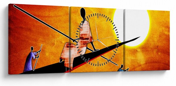 Obraz dobovej starovekej maľby (s hodinami) (90x30 cm)