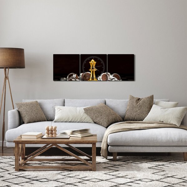 Obraz - Šachové figúrky (s hodinami) (90x30 cm)