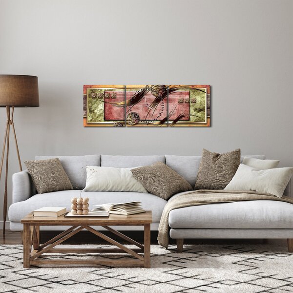 Abstraktný obraz (s hodinami) (90x30 cm)