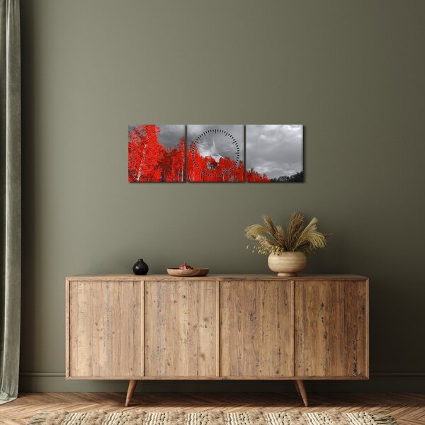 Obraz - Stromy vo farbe jesene (s hodinami) (90x30 cm)