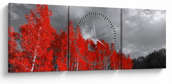 Obraz - Stromy vo farbe jesene (s hodinami) (90x30 cm)