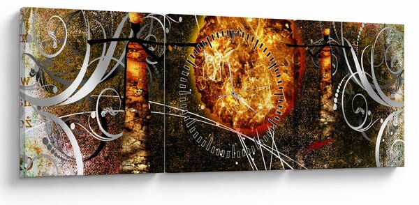 Obraz starovekej dobovej maľby (s hodinami) (90x30 cm)