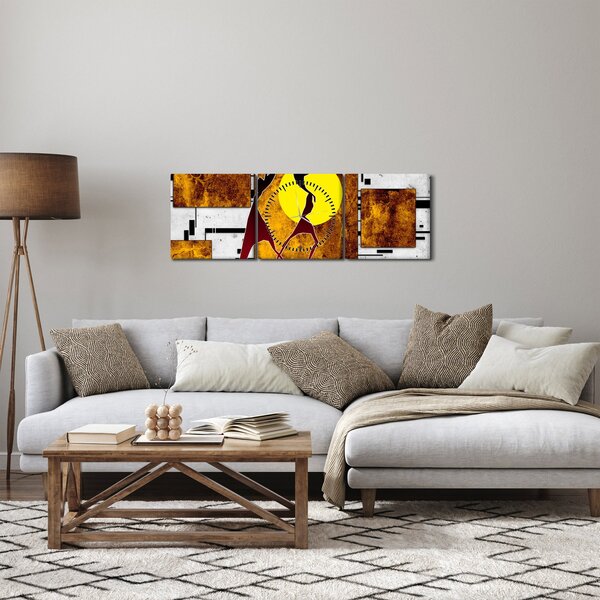 Obraz starovekej dobovej maľby (s hodinami) (90x30 cm)