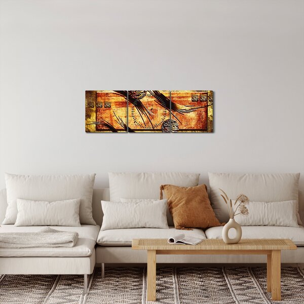 Obraz abstrakcie (s hodinami) (90x30 cm)
