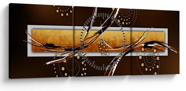 Obraz abstrakcie - Motýle (s hodinami) (90x30 cm)