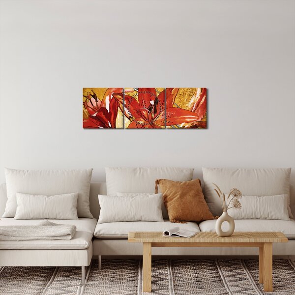 Obraz kvetov ľalií (s hodinami) (90x30 cm)
