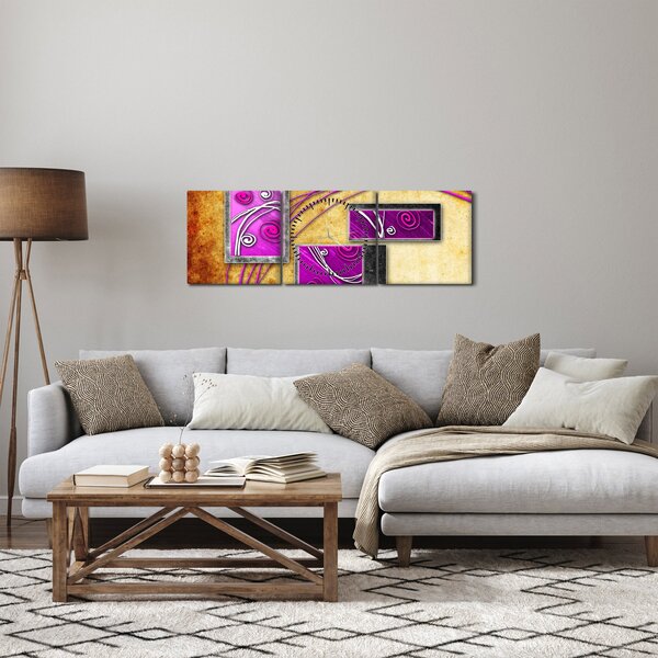 Obraz abstrakcie (s hodinami) (90x30 cm)