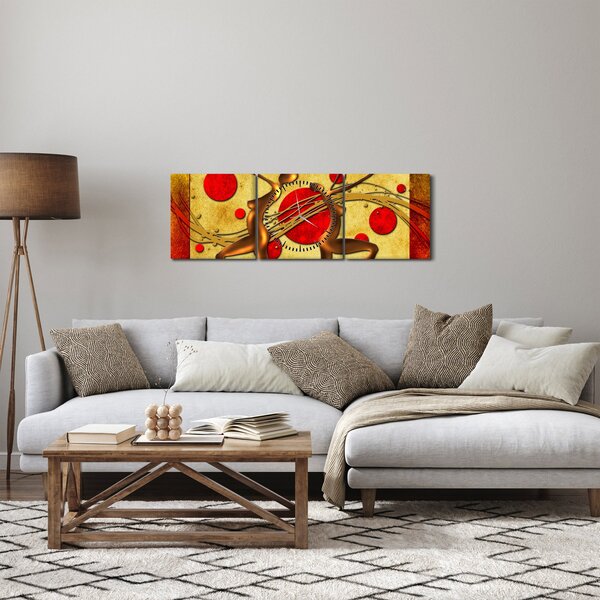 Abstraktný obraz s dvoma ženami (s hodinami) (90x30 cm)