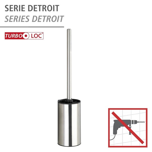 WENKO WC kefa BEZ TURBLE TurboLoc DETROIT lesklý kov 40x9x9 cm
