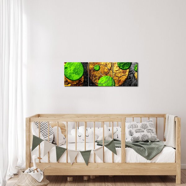 Obraz abstrakcie - Guľa (s hodinami) (90x30 cm)