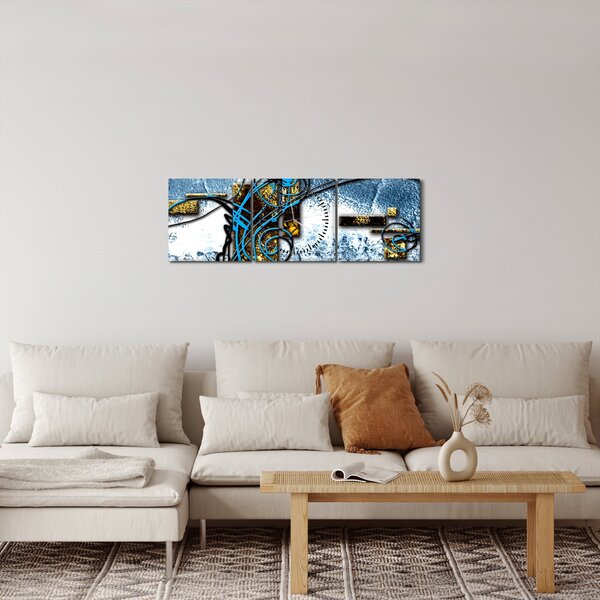 Abstraktný obraz (s hodinami) (90x30 cm)