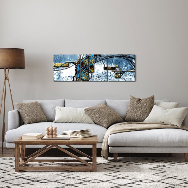 Abstraktný obraz (s hodinami) (90x30 cm)