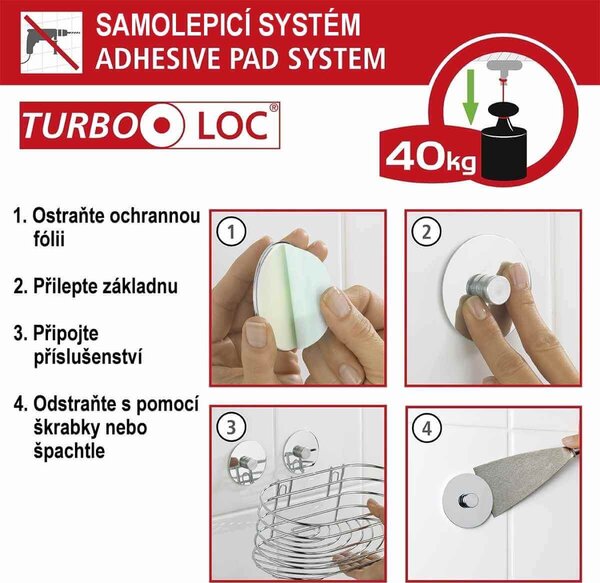 WENKO WC kefa BEZ TURBOLOC QUADRO lesklý kov 36x10x12 cm