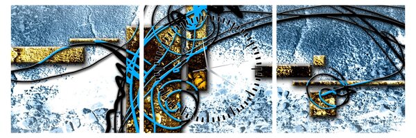 Abstraktný obraz (s hodinami) (90x30 cm)