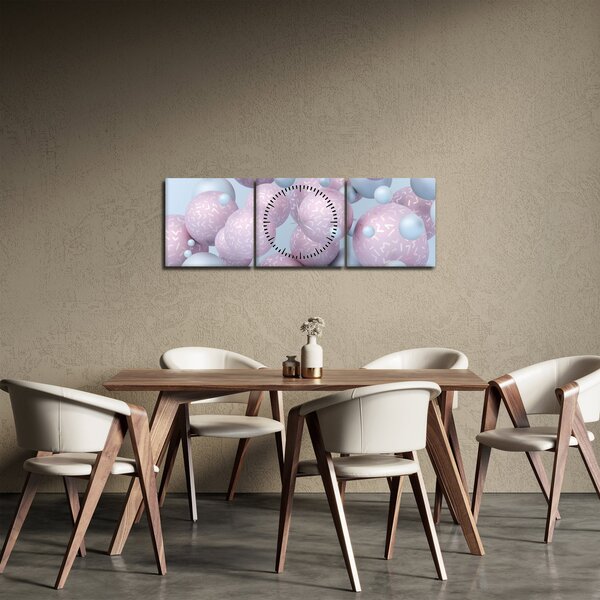 Abstraktný obraz - Pastelové guľa (s hodinami) (90x30 cm)